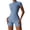 Misty Blue, variant on FLMEI Womens Onesies Zip up Yoga Bodysuit Jumpsuit Short Sleeve Dance Rompers Summer Skinny Body Shapewear for Women S- XL