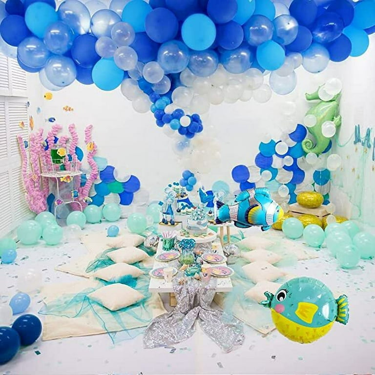 AOWEE Under the Sea Ocean Theme Birthday Party Decorations for Boys, Marine  Life Blue Birthday Balloons Arch Set with Banner, Marine Animals Foil  Balloons Kids Birthday Party Supplies 