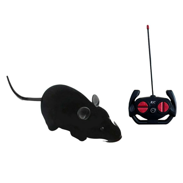 Milaget Simulation Remote Control Mouse Toy Interactive Cat Toys for Party Favor Pet Black