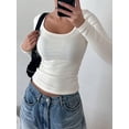 thumbnail image 4 of Musuos Women's Slim Fit Tops Long Sleeve Solid Color Scoop Neck Fall T-Shirt Streetwear Tops, 4 of 9