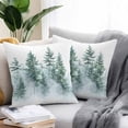 thumbnail image 2 of Waterproof Throw Pillow Covers Set of 2, 24x24 Inch Forest Green Ombre Decorative Pillowcases Outdoor Pillow Slip Cushion Covers Set for Couch Tent Watercolor Sage Green Trees, 2 of 7