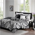 thumbnail image 6 of JERFIT Grey King Bedding Set 7-Piece Damask Print Comforter with Decorative Pillows & Bed Skirt, OEKO-TEX Certified 100% Cotton Sateen, 6 of 10