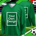 thumbnail image 2 of MGDXOX Kids Long Sleeve Customizable V Neck Sport Jersey Lightweight Mesh Fabric Spring Summer Personalized Sports Practice Team Wear Green 12-13Years, 2 of 9