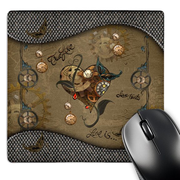 3dRose, Wonderful elegant steampunk heart with butterflies, MousePad