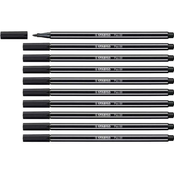 STABILO Pen 68 Black Pack de 10 - Rotulador premium