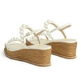thumbnail image 4 of FSJ Women Stylish Pearl Round Open Toe Ankle Strap Adjustable Buckle Espadrilles Platform Wedge Low Sandals Casual Bridal Dressy Shoes Size 15 White, 4 of 5