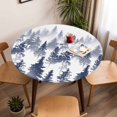 thumbnail image 5 of Pine Tree Elastic Fitted Round Table Cover Nature Foggy Forest Blue Ombre Waterproof Outdoor Tablecloth for Holiday Party, Picnic, Patio & Dining Fits Tables Up to 36"-44", 5 of 8