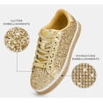 thumbnail image 3 of LUCKY STEP Platform Sparkly Fashion Sneakers Glitter Casual Shoes,Gold,Womens, 3 of 10