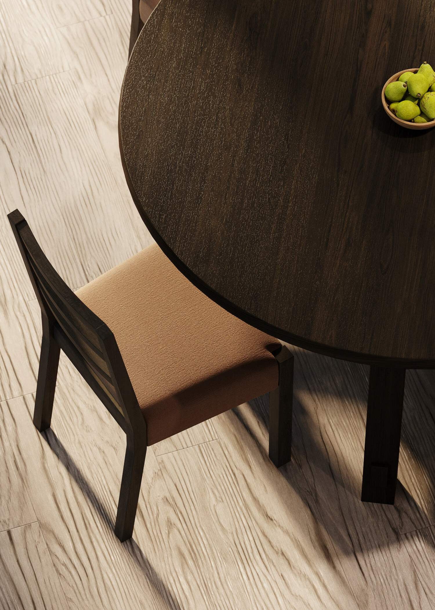 Maven Lane Sasha Large Circular Wood Round Dining Table for Modern Kitchen, Bistro, or Meeting Room in Rustic Weathered Grey Finish