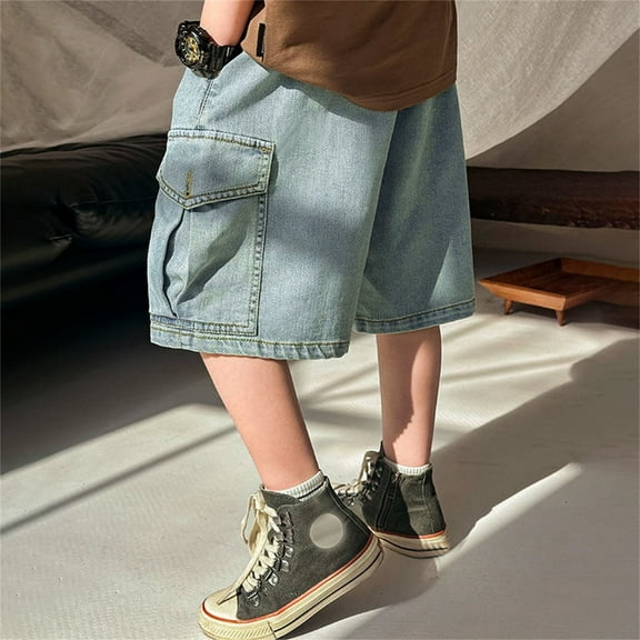 Boys Jean Shorts Fashion Elastic Waist Denim Shorts With Pocket Boys' Fashion Teen Boys Jeans Size 11-12 Years Cute&nbsp;Boy&nbsp;Clothing