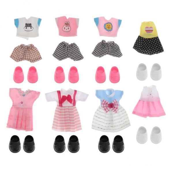 2x 16cm Lovely Girl Doll Mini ropa con zapatos Trajes Ropa para