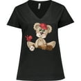 thumbnail image 3 of Inktastic Baseball Teddy Bear Women's Plus Size V-Neck T-Shirt, 3 of 5