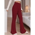 thumbnail image 5 of Weardear Women Flare Leggings Yoga Pants Elastic High Waist Casual Ribbed Knit Lounge Pants, 5 of 6