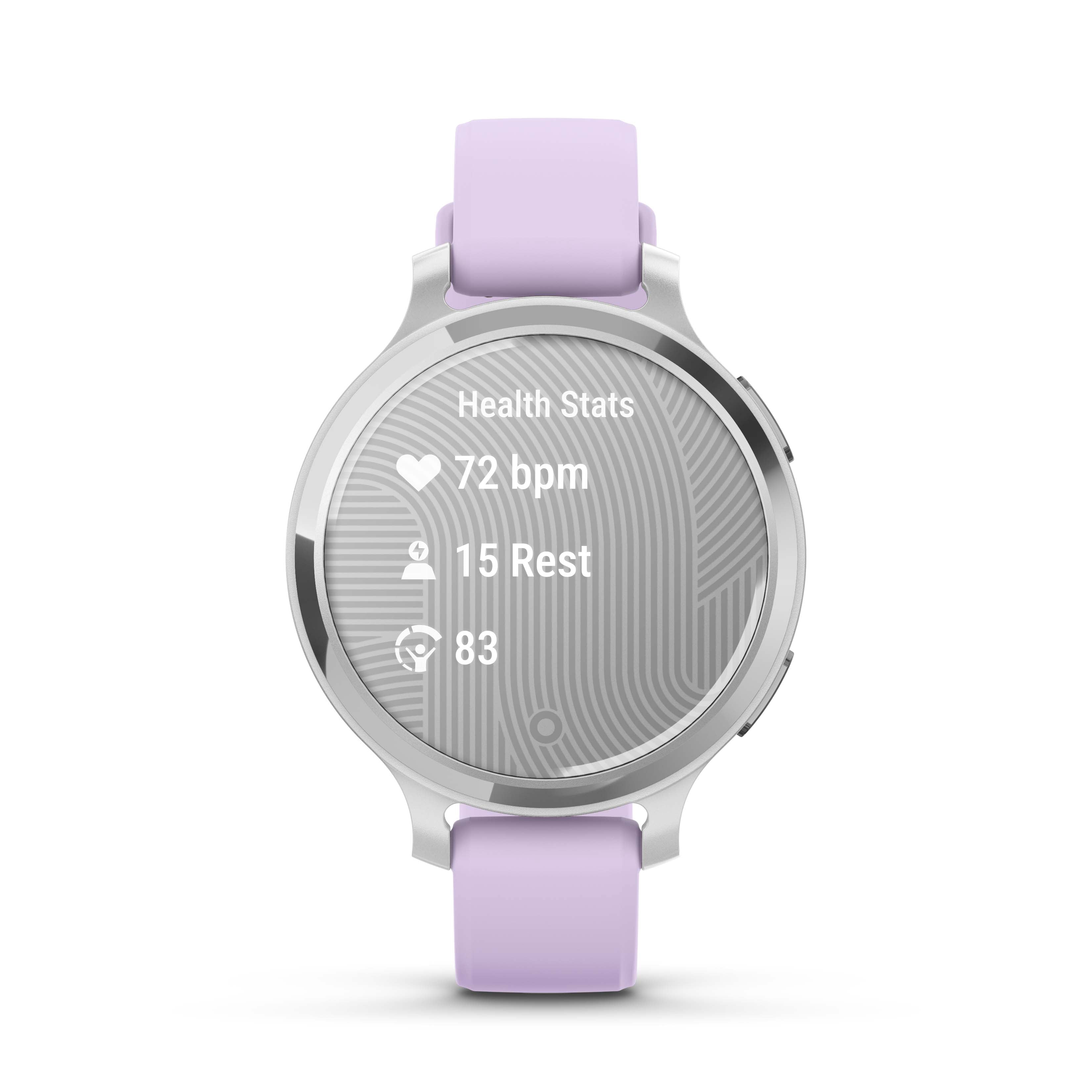 Garmin Lily 2 Active Smartwatch and Fitness Tracker - Silver with Purple Jasmine Silicone Band