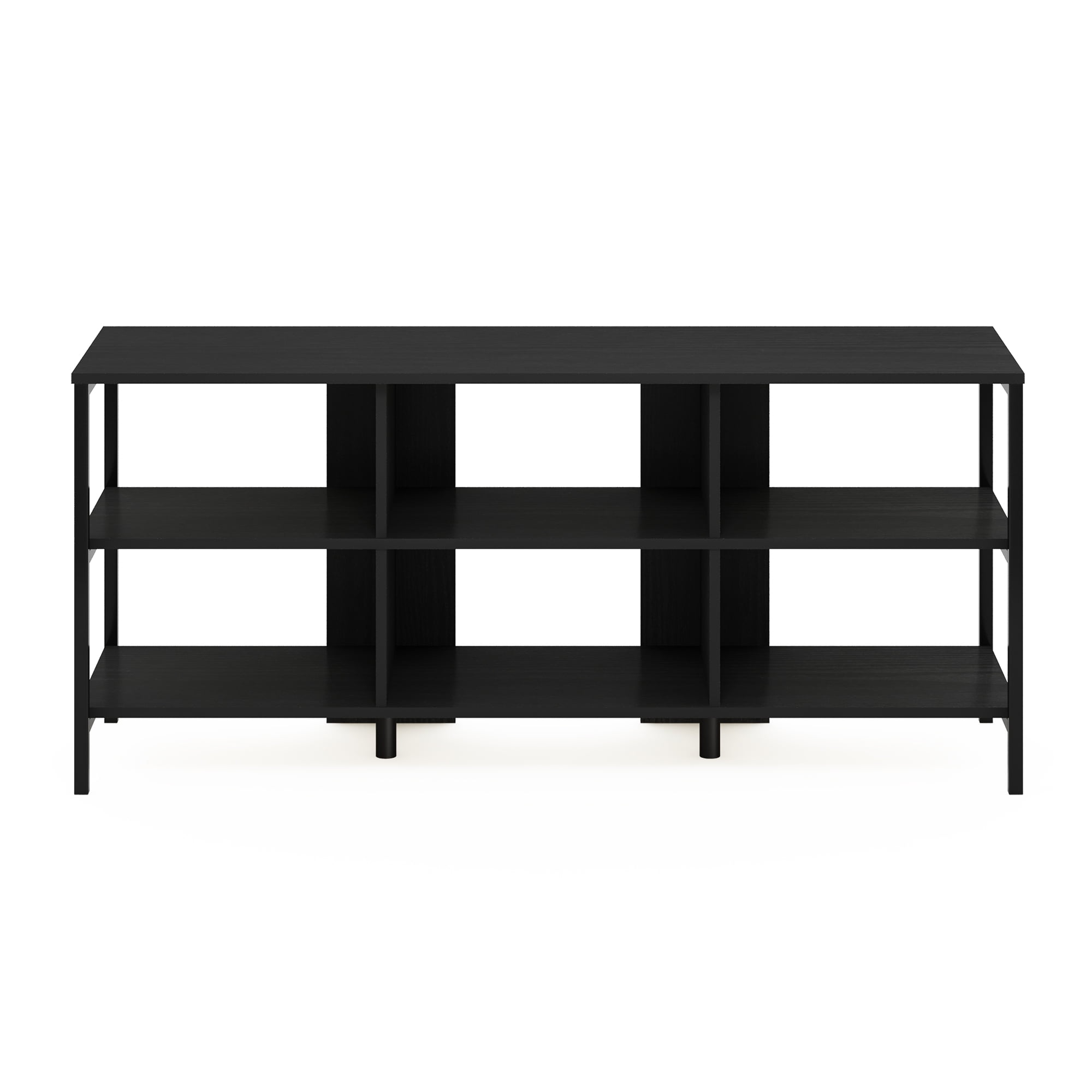 Furinno Classic Modern Living TV Stand, TV Entertainment Center with Open Shelves, for TVs up to 60 Inch, Americano/Black