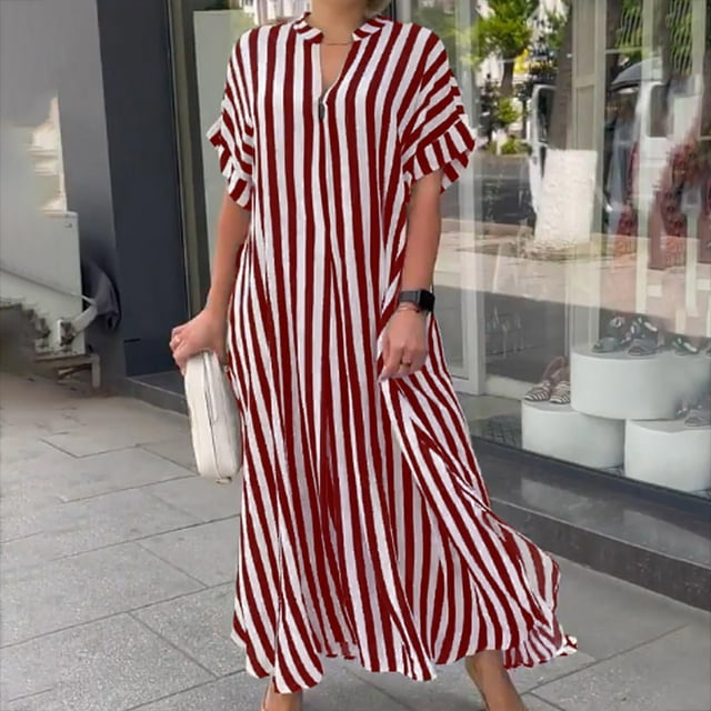 Robes pour Femmes 2024 Été Robe Ample pour Col en V Décontractée Robes d'Été avec Poches Manches Courtes avec Poches 50 % de Réduction!