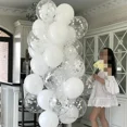 thumbnail image 2 of 30 globos de confeti plateados de 12 pulgadas para decoración de fiestas de bodas y cumpleaños, globos de helio de aire blanco perlado, suministros para baby shower, 2 of 5