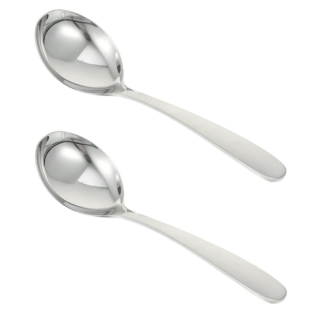 2 PCS Exquisita casa de acero inoxidable cucharas simples cucharas de alimentos para comer
