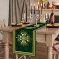 thumbnail image 2 of Table Runners 90 Inches Long Dress Scarves, Saint Patrick's Day Farmhouse Coffee/Dining/Kitchen Table Runner for Living Room, Boho Green Golden Leaves Ethnic Motifs 13x90 Inch, 2 of 9