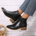 thumbnail image 5 of Women Plus Size Round Toe Low Block Heel Ankle Boots Side Zipper Short Booties Daily Casual Shoes Black 9.5(43), 5 of 9