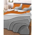 thumbnail image 3 of Quilts Twin Size Bedding Set, Orange Grey Ombre Lightweight Quilted Comforter, Modern Geometric Abstract Aesthetics Cream Soft Bedspread Coverlet with Pillow Covers for All Season, 68" x 86", 3 of 7