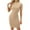 Khaki, variant on Inleife Womens Summer Dresses Women's Casual Solid Color Round Neck Short Sleeved Pleated Waist Slimming Dress
