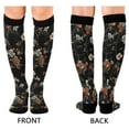 thumbnail image 4 of FORMRS Womens Knee High Socks Casual Long Thick Travel Daily Wear, 2 Pairs, Black Flowers, 4 of 6