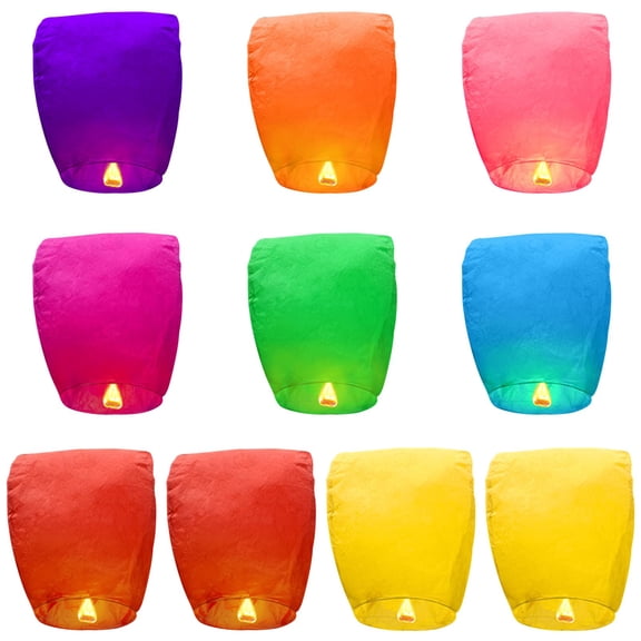 10pcs Chinese Paper Lanterns,Biodegradable Eco Friendly Colorful Lanterns for Weddings, Birthdays,