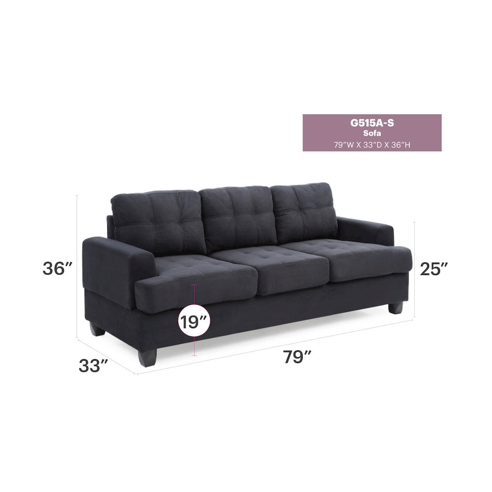 Glory Furniture Sandridge Sofa in Black Color