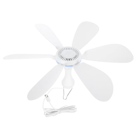 USB Powered Mini Ceiling Fan with 6 Blades High Airflow Portable Hanging Fan for Camping Outdoor Tent and Bed Use
