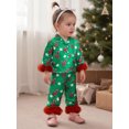 thumbnail image 6 of Cjfdfy Toddler Baby Girl Christmas Silk Stain Pajamas Set Kids Girl PJS Set Sleepwear Spring Fall Winter Clothes Candy Cane Long Sleeve Button Down Shirt with Long Pants Set Loungewear Homewear 1-7Y, 6 of 9