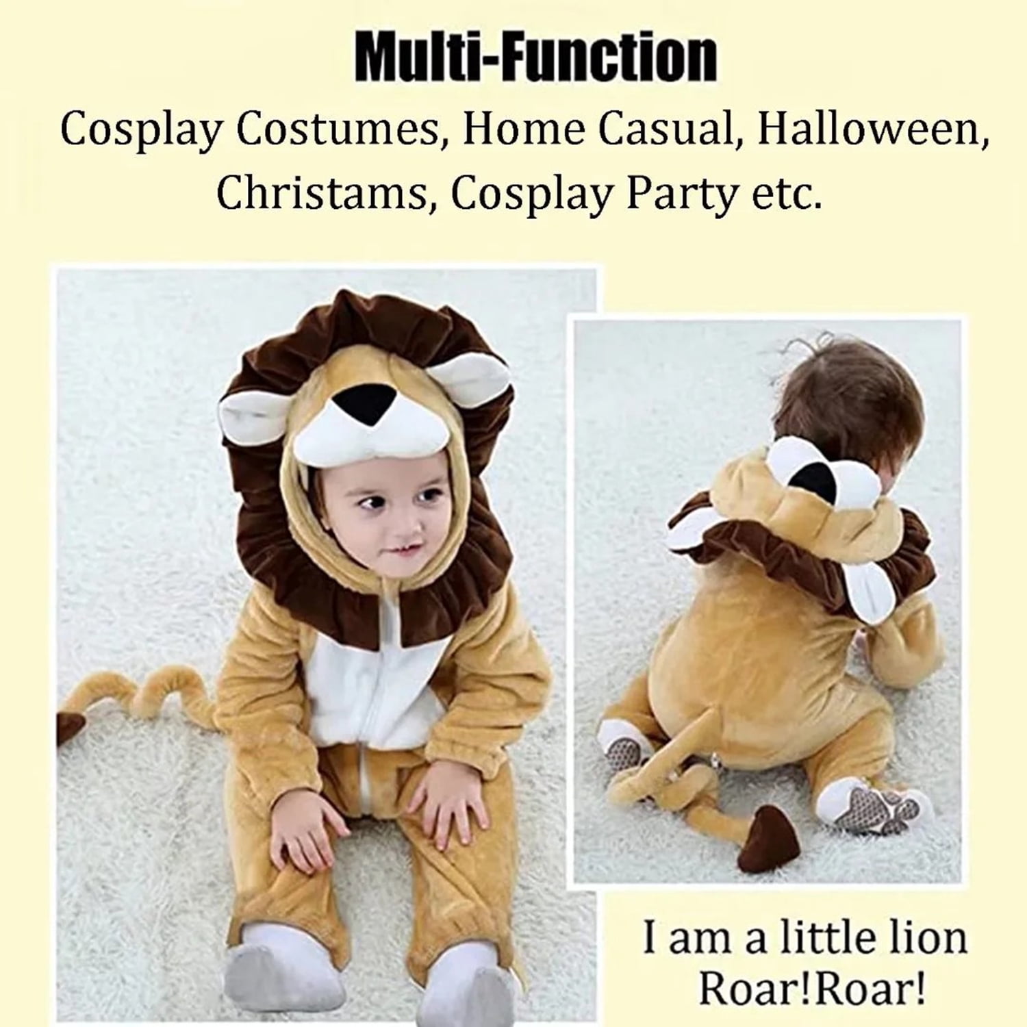 Baby Lion Costumes Unisex Toddler Onesie Halloween Dress Up Romper, 6-12 Months