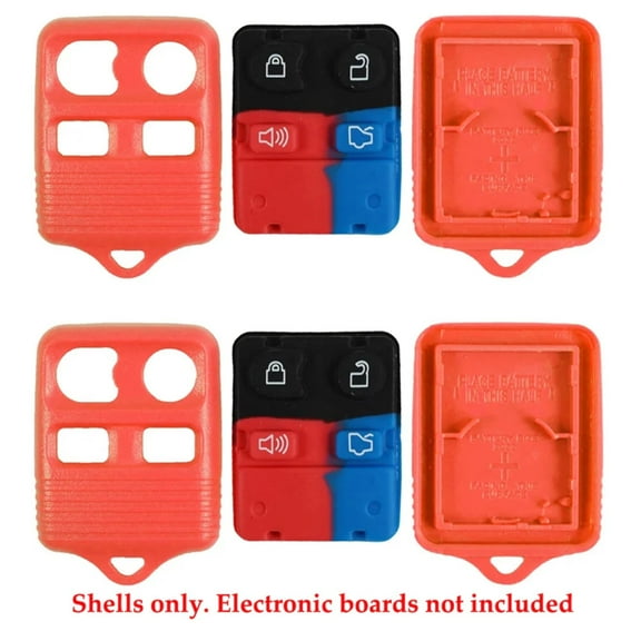 2 AKS KEYS New Shell Case 4 Buttons and Pad Compatible with Ford Remote Key Fob with FCC ID CWTWB1U331 Fix Worn - Red Fits for 2004-2011 Crown Victoria Focus Fusion Taurus Five Hundred