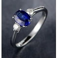 thumbnail image 5 of Trilogy 1.5 Carat 8x6mm Oval Cut Blue Sapphire And Moissanite Diamond Engagement Ring in 10k White Gold, 5 of 5