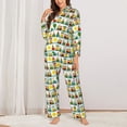 thumbnail image 2 of Fotbe Train With Animals Pattern Long Sleeve Pajama Set for Women,Sleepwear Set,2-piece Loungewear Set,Soft PJs Comfy Nightwear with Pockets -Large, 2 of 7