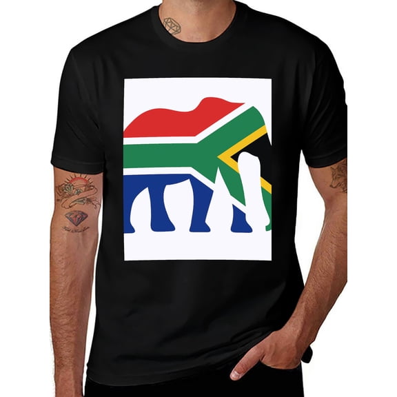 T-shirt Colorful Eleph Soft Cotton Adult Heat-Transfer Graphic T-Shirt - 180g Breathable Fabric, Unisex Summer Casual Wear with Durable Heat-Printed Design