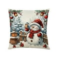 thumbnail image 5 of Snowman Christmas Throw Pillow Cover 18x18 Inch, Festive Red and Blue Holiday Decor Pillowcase with Snowman Scene for Sofa Cushion D, 5 of 6