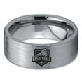 thumbnail image 2 of Tungsten basketball ring Band Ring 8mm Men Women Comfort Fit Gray Flat Cut Brushed Polished, 2 of 4