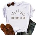 thumbnail image 1 of YourTops T-Shirt Femme HERE Comes The Sun (US TG, 2-Blanc), 1 of 2
