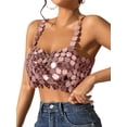 thumbnail image 4 of Coduop Women Sleeveless Acrylic Sequins Body Chain Camisole Tops Backless Sling Cami Vest Crop Top, 4 of 9