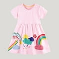thumbnail image 6 of WIBACKER Summer Little Girl's Casual Short Sleeve Rainbow Holiday Sundress Cotton Dresses 6T, 6 of 8