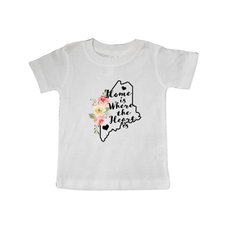 

Inktastic Maine Home is Where the Heart is with Watercolor Floral Gift Baby Boy or Baby Girl T-Shirt