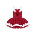thumbnail image 4 of iEFiEL Girls Christmas Snowman Costume Velvet Puff Sleeves Ballet Tutu Dress Leotard Red 10, 4 of 7