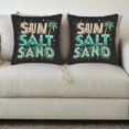 thumbnail image 3 of Set of 2 Throw Pillow Covers 18x18in - Beach-Themed " SUN SALT SAND " Design with Stars & Palm Tree Perfect for Couch Bed Car, 3 of 8