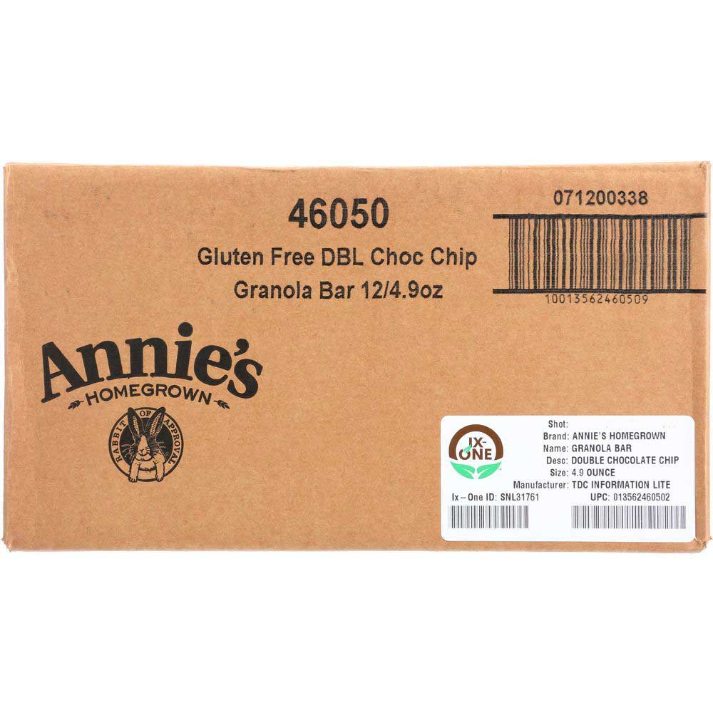 Annies Homegrown Double Chocolate Chip Chewy Granola Bar, 4.9 Ounce -- 12 per case.