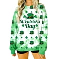 thumbnail image 1 of Crew Cuello Sudadera Día de San Patricio Impreso Manga Larga Suéter sin Capucha Shamrock Gráfico Suave Vacaciones Casual Top, 1 of 8