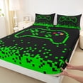 thumbnail image 3 of Manfei Female Men Abstract Gamepads Twin Sheet Sets 3pcs,Geometric Plaid Twin Fitted Sheet Microfiber,Video Game Breathable Flat Sheet,Ultra Soft Home Decor, 3 of 7