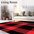 thumbnail image 2 of ODIKA 3'x5' Machine Washable Non-Slip Area Rug, Rustic Lumber Jack Grid Floor Covering with Bold Stripes High Traffic Rug, Red, 610751, 2 of 7