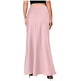 thumbnail image 3 of Women's Satin Maxi Skirt High Waisted Elastic Waistband Silk A-Line Casual Party 2025 Summer Hidden Zip Long Skirts, 3 of 6