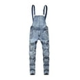 thumbnail image 4 of Men's Denim Bib Overalls Fashion Slim Fit Distressed Jumpsuits Casual Skinny Jeans Coveralls Romper with Pocket, 4 of 7
